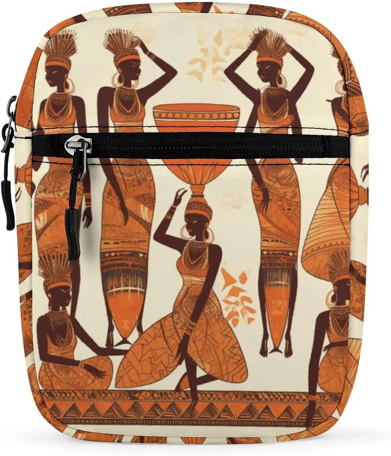 African Tribal Woman Crossbody Bag Waterproof Small Sling Bags Messenger Satchel Bag with Removable Adjustable Strap Travel Multipurpose Shoulder Bag for Women Men