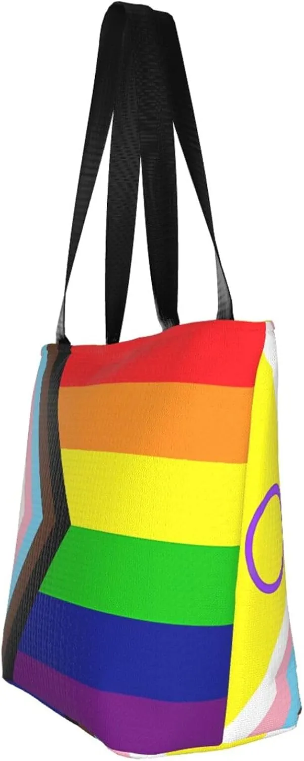 Agender flag Women's Tote Bag Lightweight Shopping Handbag Travel Shoulder Bag With Zipper