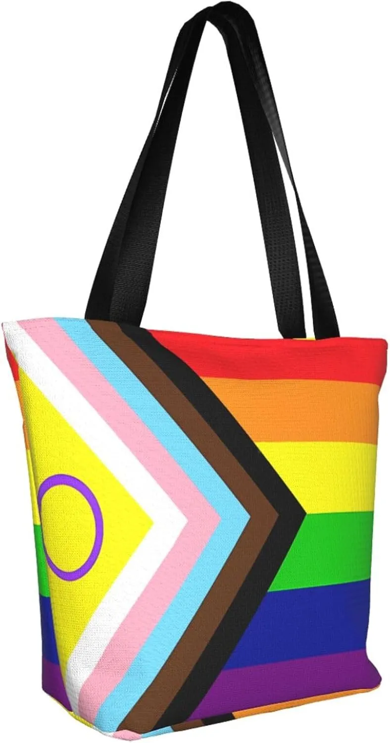 Agender flag Women's Tote Bag Lightweight Shopping Handbag Travel Shoulder Bag With Zipper
