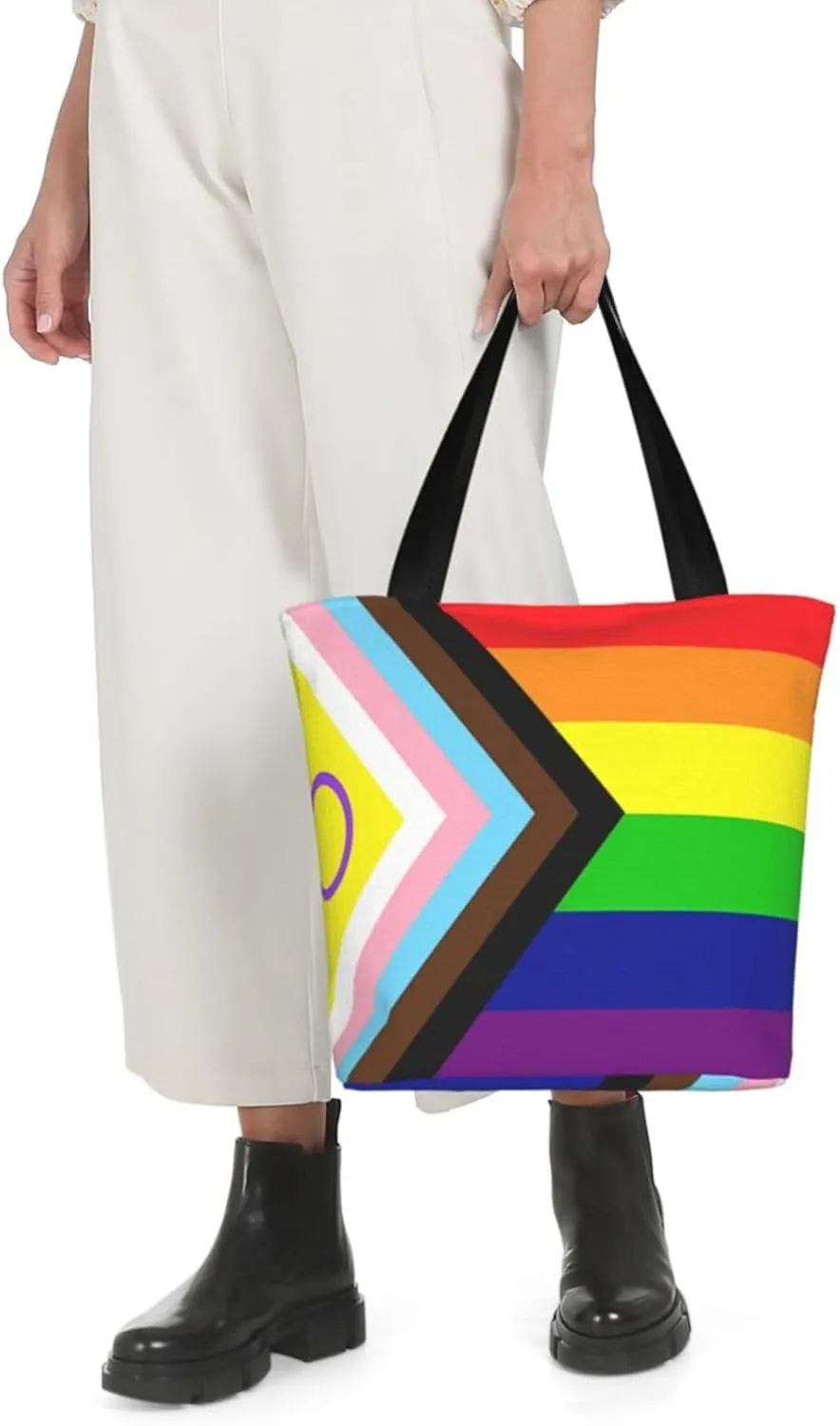 Agender flag Women's Tote Bag Lightweight Shopping Handbag Travel Shoulder Bag With Zipper