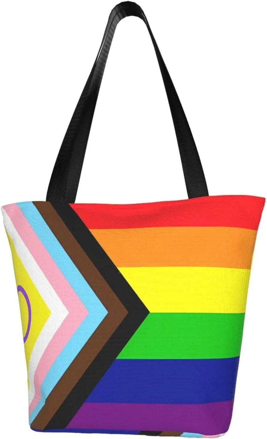 Agender flag Women's Tote Bag Lightweight Shopping Handbag Travel Shoulder Bag With Zipper