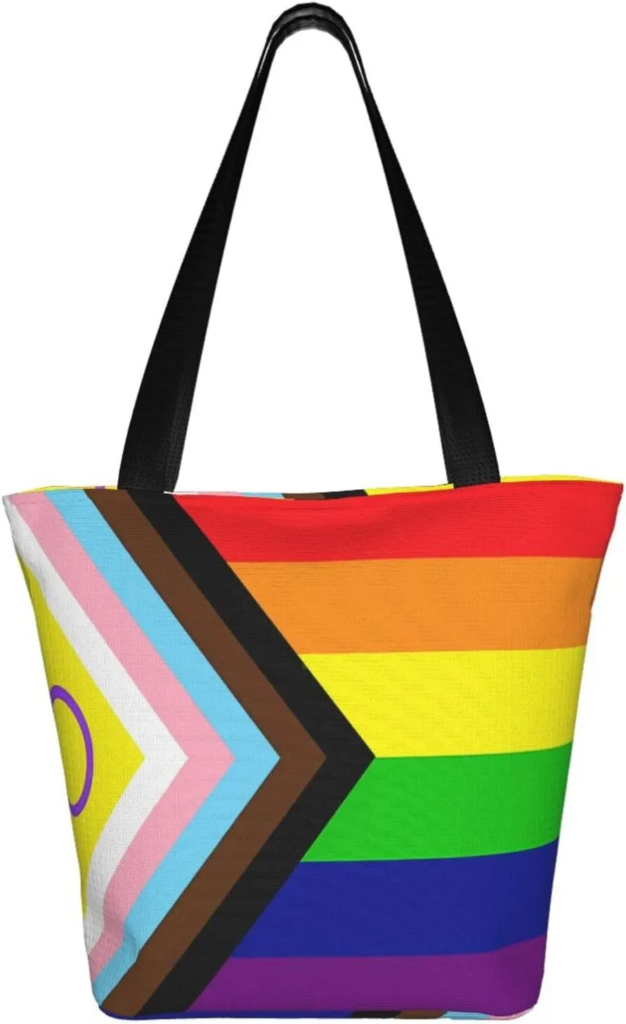 Agender flag Women's Tote Bag Lightweight Shopping Handbag Travel Shoulder Bag With Zipper