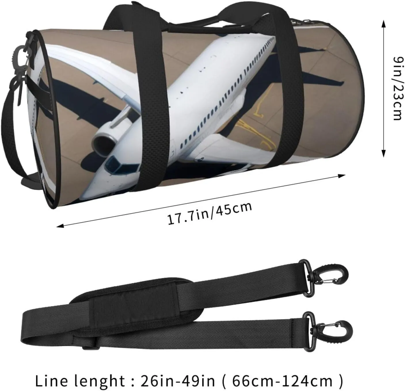 Airplane Printed Travel Bag,Round Personal Item Storage bag,Foldie Duffel Bag for Traveling Vacation,Fitness,Sports