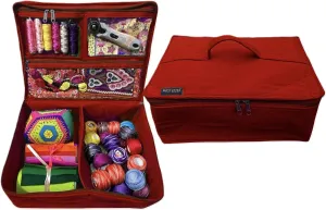 All Purpose Storage Tote Bag - Quilting, Sewing,Knitting, Portable, Multifunctional - Red