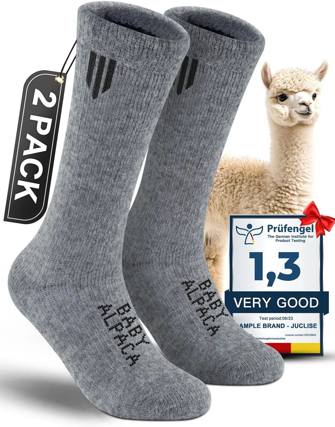 Alpaca Wool Boot Socks 2 pairs for Men and Women,Heavyweight Thick Thermal Socks Cold Weather Hunting Hiking,Moisture Wicking