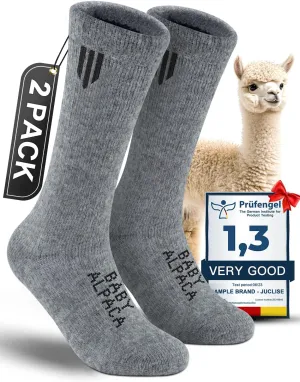 Alpaca Wool Boot Socks 2 pairs for Men and Women,Heavyweight Thick Thermal Socks Cold Weather Hunting Hiking,Moisture Wicking