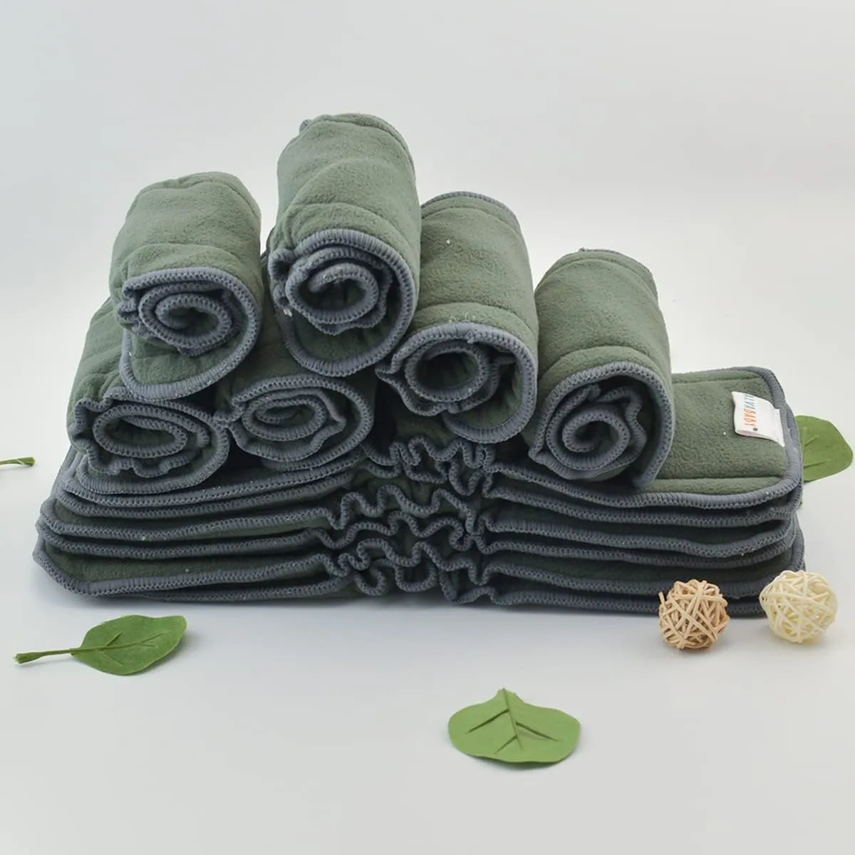 ALVABABY Reusable 4 Layers 6 Pack Inserts with Gussets for Baby Cloth Diaper and Cloth Diapers Covers 6FLN