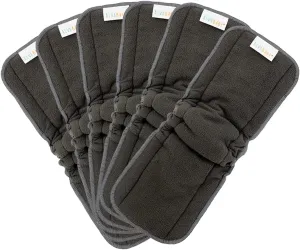 ALVABABY Reusable 4 Layers 6 Pack Inserts with Gussets for Baby Cloth Diaper and Cloth Diapers Covers 6FLN