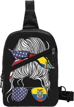 American Ecuadorian Flag Women Women Ecuador Grown Packable Crossbody Bag Portable Sling Bags Foldable Travel Daypack Reusable Sports Shoulder Backpack Diagonally Chest Bag for Workout