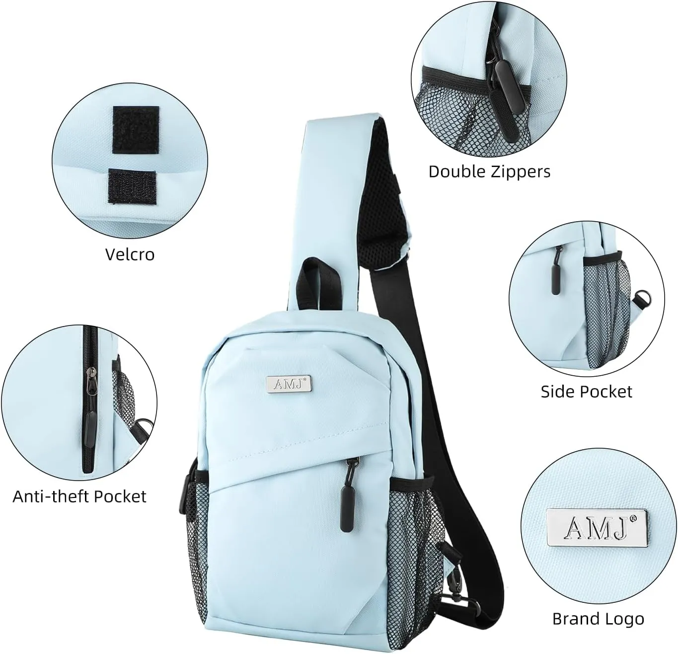 AMJ Cross-body Bag Small Handbag For Men, Shoulder Mini Bag For Women, Travel Chest Daypack for Hiking, Camping, Sports