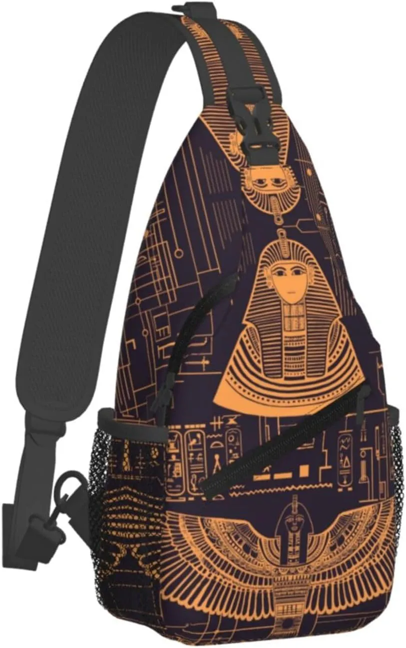 Ancient Egyptian Civilization Travel Sling Bag, Hiking Shoulder Pack, Adjustable Strap Multiple Compartments Unisex Outdoor Commuting Daypack