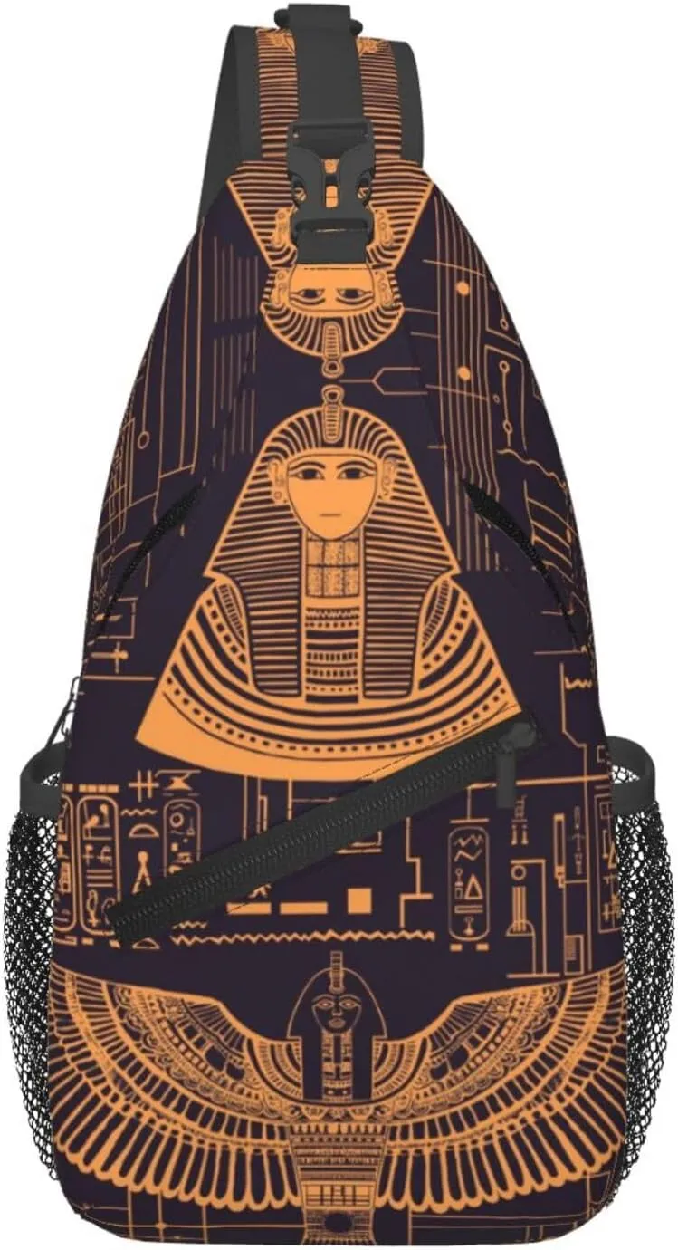Ancient Egyptian Civilization Travel Sling Bag, Hiking Shoulder Pack, Adjustable Strap Multiple Compartments Unisex Outdoor Commuting Daypack