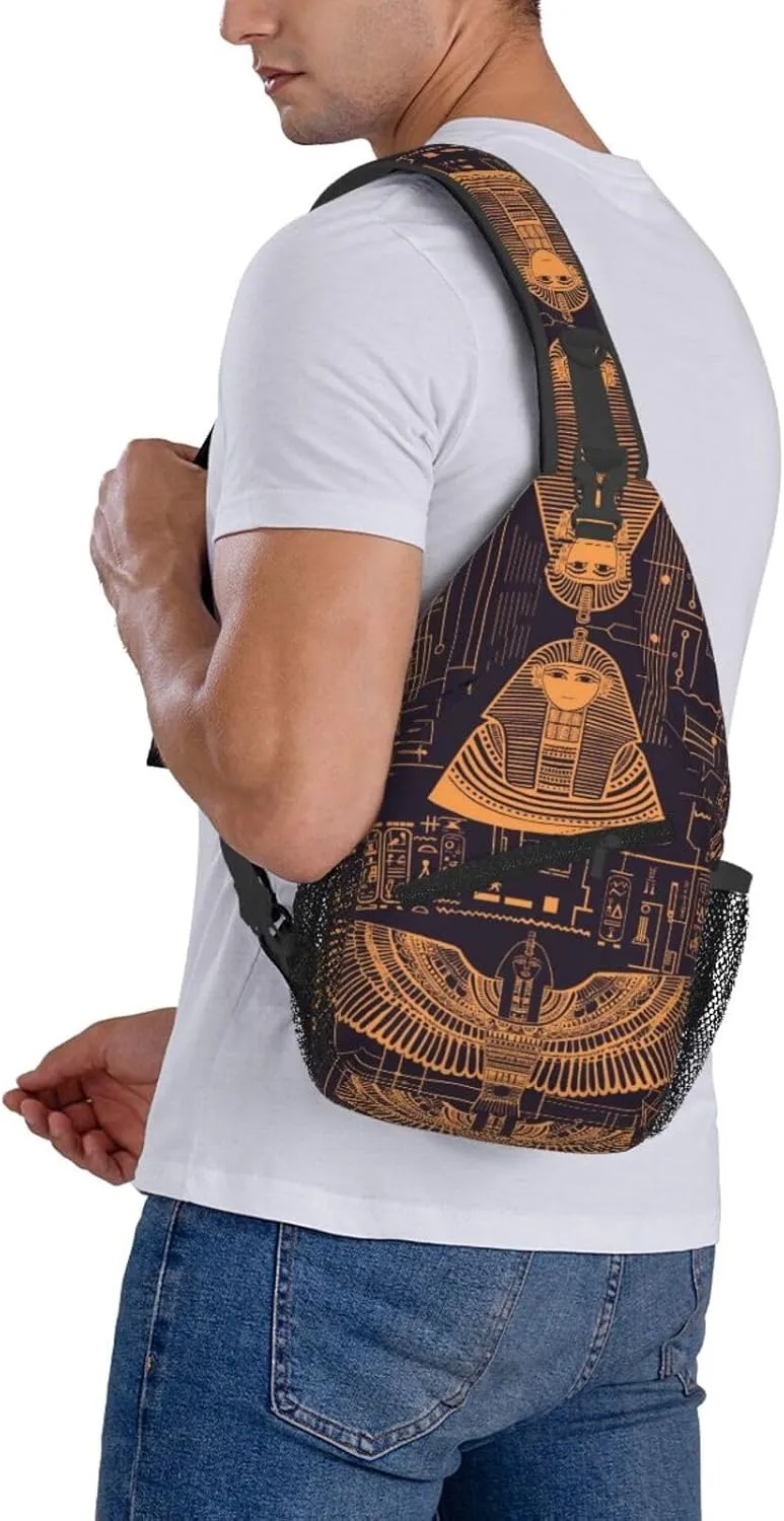Ancient Egyptian Civilization Travel Sling Bag, Hiking Shoulder Pack, Adjustable Strap Multiple Compartments Unisex Outdoor Commuting Daypack