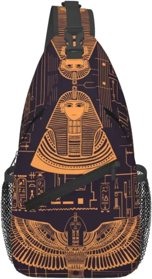 Ancient Egyptian Civilization Travel Sling Bag, Hiking Shoulder Pack, Adjustable Strap Multiple Compartments Unisex Outdoor Commuting Daypack