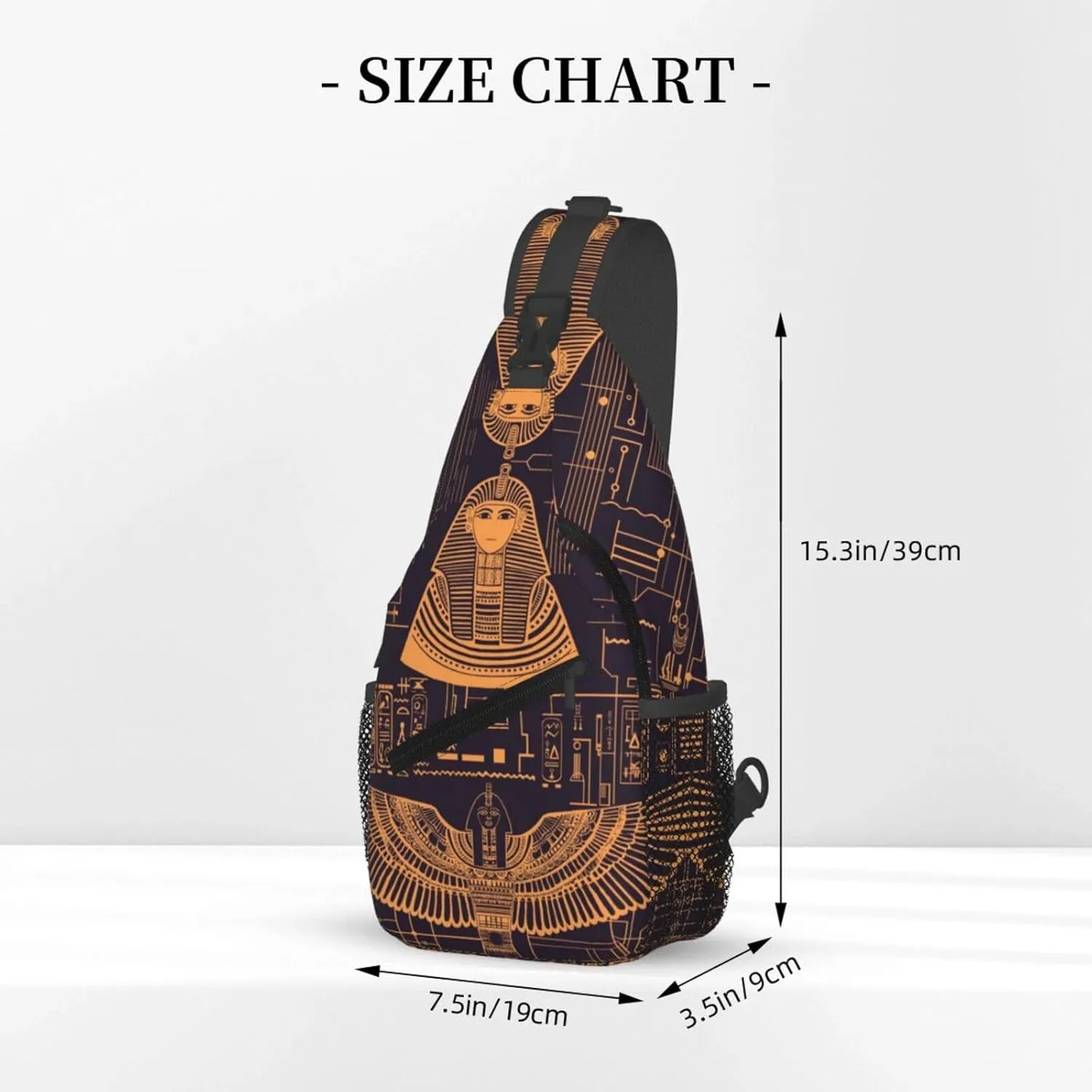 Ancient Egyptian Civilization Travel Sling Bag, Hiking Shoulder Pack, Adjustable Strap Multiple Compartments Unisex Outdoor Commuting Daypack