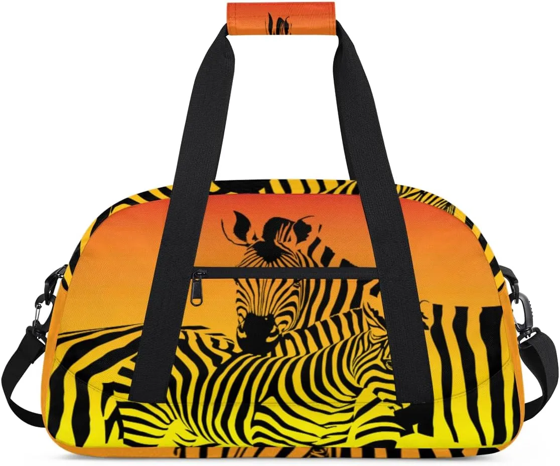 Animal Zebra Gym Duffel Bag for Men Women Abstract Zebra Sports Tote Bag with Adjustable Shoulder Strap for Dance Gymnastics Traveling Outdoor Camping Overnight Stay