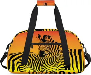Animal Zebra Gym Duffel Bag for Men Women Abstract Zebra Sports Tote Bag with Adjustable Shoulder Strap for Dance Gymnastics Traveling Outdoor Camping Overnight Stay