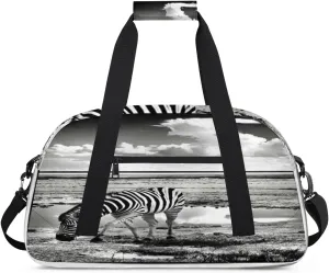 Animal Zebra Gym Duffel Bag for Men Women Lake Zebra Sports Tote Bag with Adjustable Shoulder Strap for Dance Gymnastics Traveling Outdoor Camping Overnight Stay