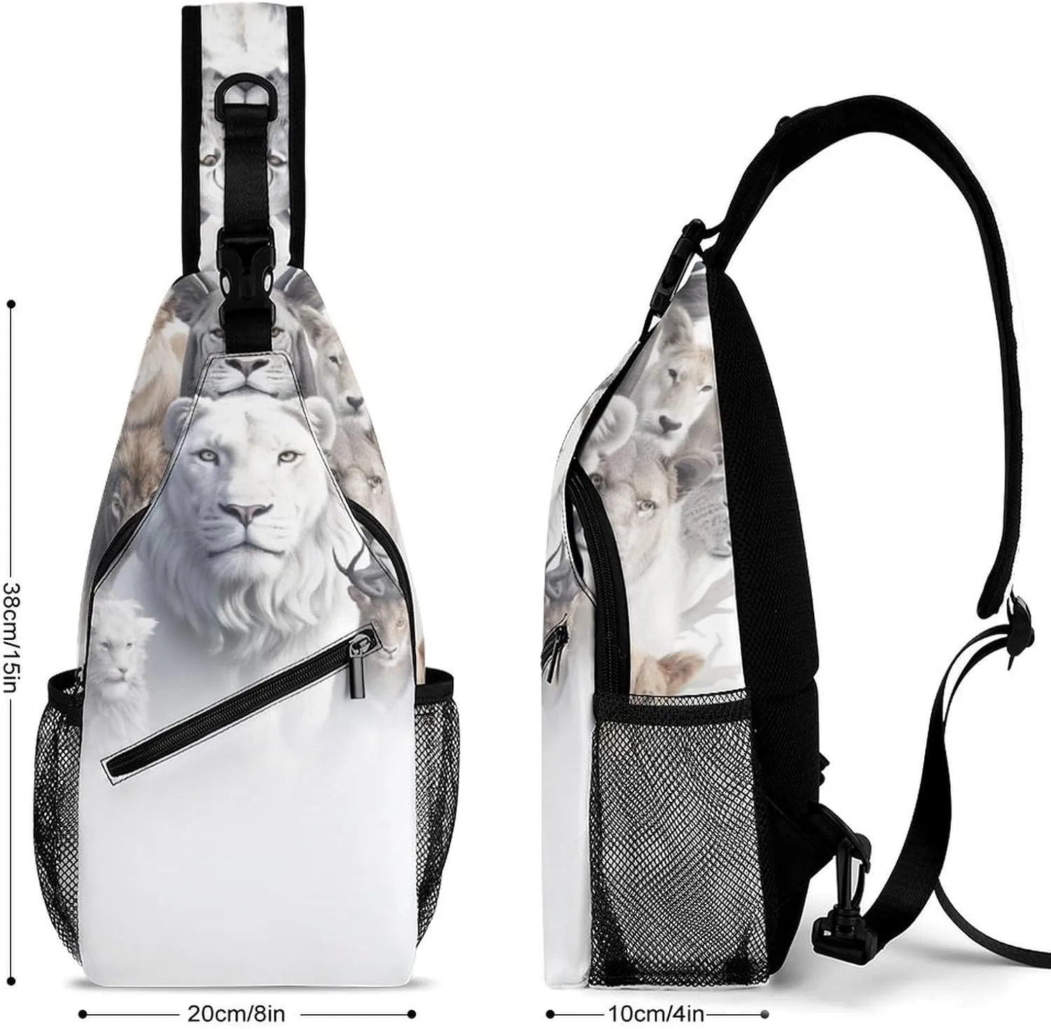 Animals-white Crossbody Sling Backpack, Shoulder Bag Chest Bag for Travel Sport Running