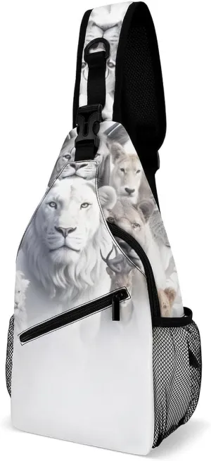 Animals-white Crossbody Sling Backpack, Shoulder Bag Chest Bag for Travel Sport Running