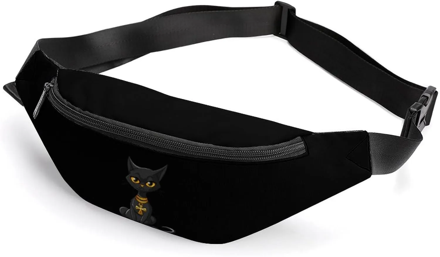 Ankh And Hieroglyphics - Egyptian Cat Fanny Pack Crossbody Bag Waist Pack Chest Bag Sling Backpack for Enjoy Sports Workout Traveling Running