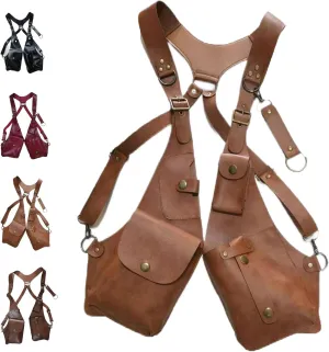 Anti-Theft Bag with Shoulder Harness, Anti-Theft Harness, Anti Theft Harness for Men Leather, Anti-Theft Harness Wallet, Men Anti Underarm Shoulder Bag Anti Theft Bag (Brown)