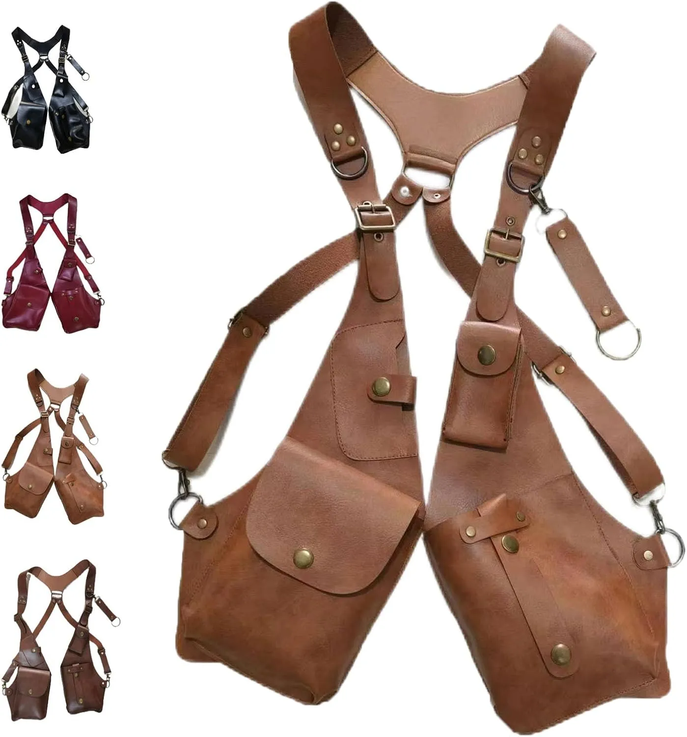 Anti-Theft Bag with Shoulder Harness, Anti-Theft Harness, Anti Theft Harness for Men Leather, Anti-Theft Harness Wallet, Men Anti Underarm Shoulder Bag Anti Theft Bag (Brown)