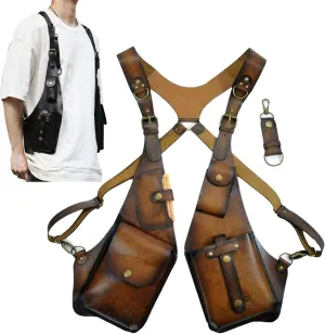 Anti-Theft Bag with Shoulder Harness, Anti-Theft Harness Wallet,Adjustable Steampunk Underarm Shoulder Bag for Men