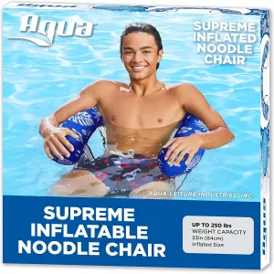 Aqua Deluxe Inflatable Pool Noodle Chair – Soft Mesh Sling-Floating Chair Noodle Float – Blue Pineapple Hibiscus