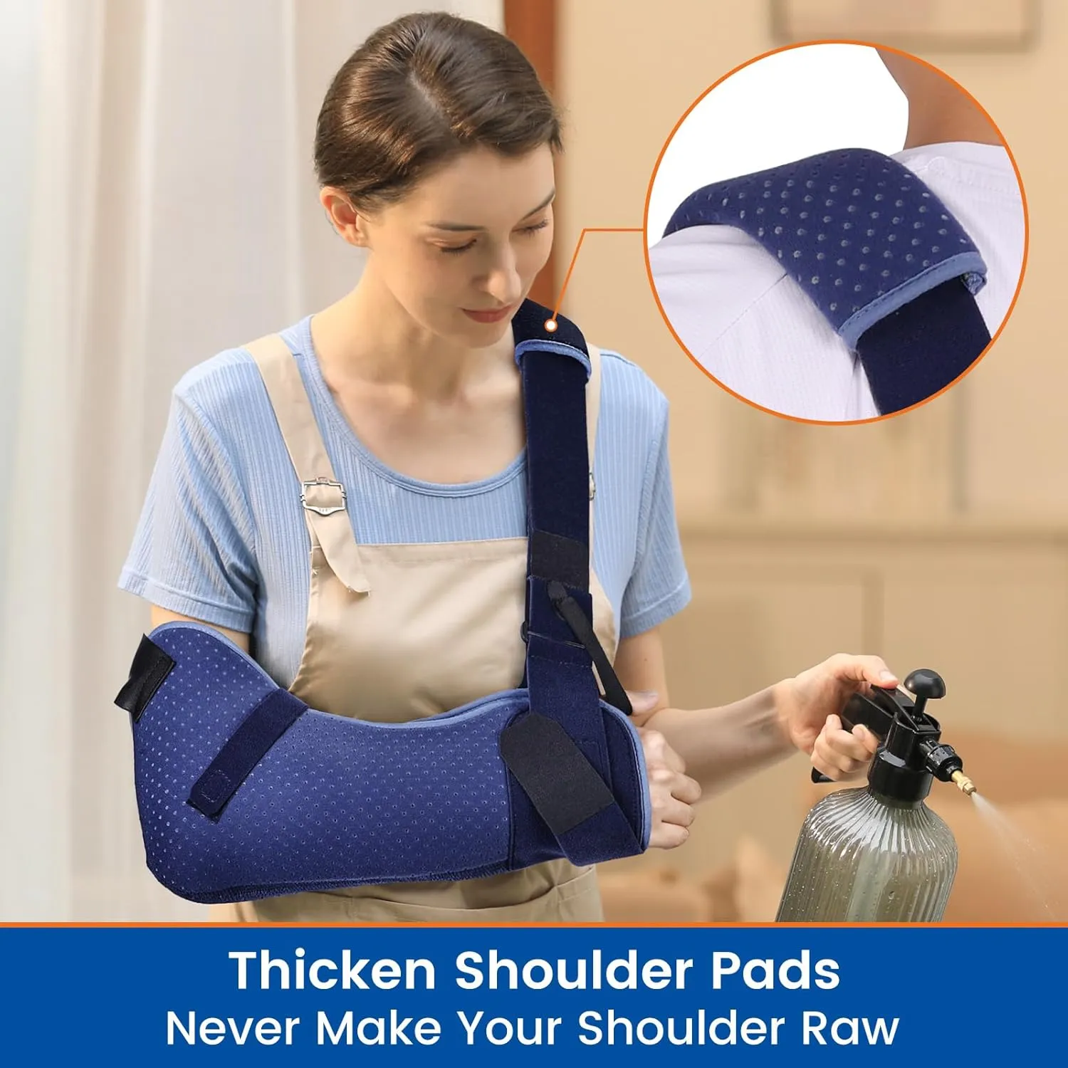 Arm Sling for Shoulder Injury with Waist Strap - Immobilizer Brace Support for Sleeping, Rotator Cuff Surgery (Comfort Version, Right, Large, 40-51 inch)