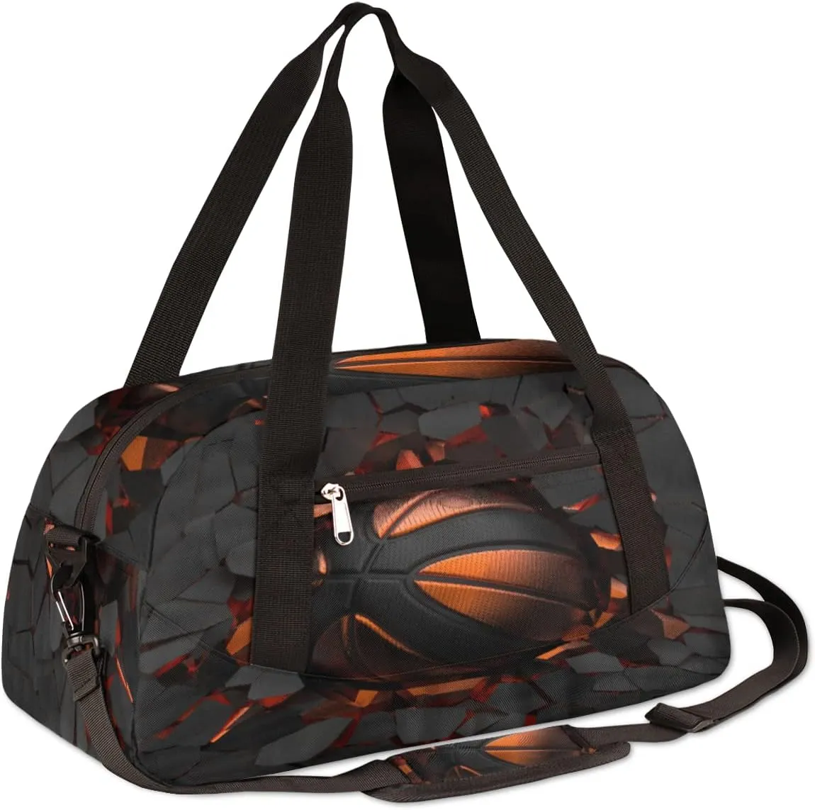 Art Painting Basketball Crash Kids Duffel Bag,Basketball Theme Sport Gym Bag for Boys Girls Teen,Weekender Overnight Tote Bag Carry On Travel Duffel Bag for School Gymnastic Ballet