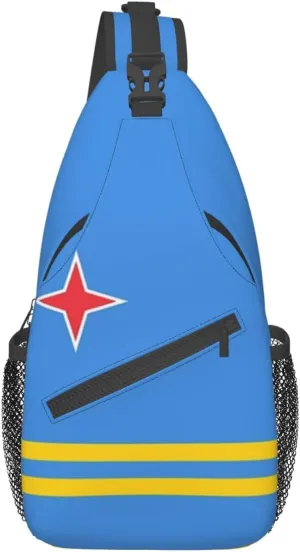 Aruba Flag Sling Bag Crossbody Backpack Arubian Travel Hiking Daypack Shoulder Chest Bag for Women Men