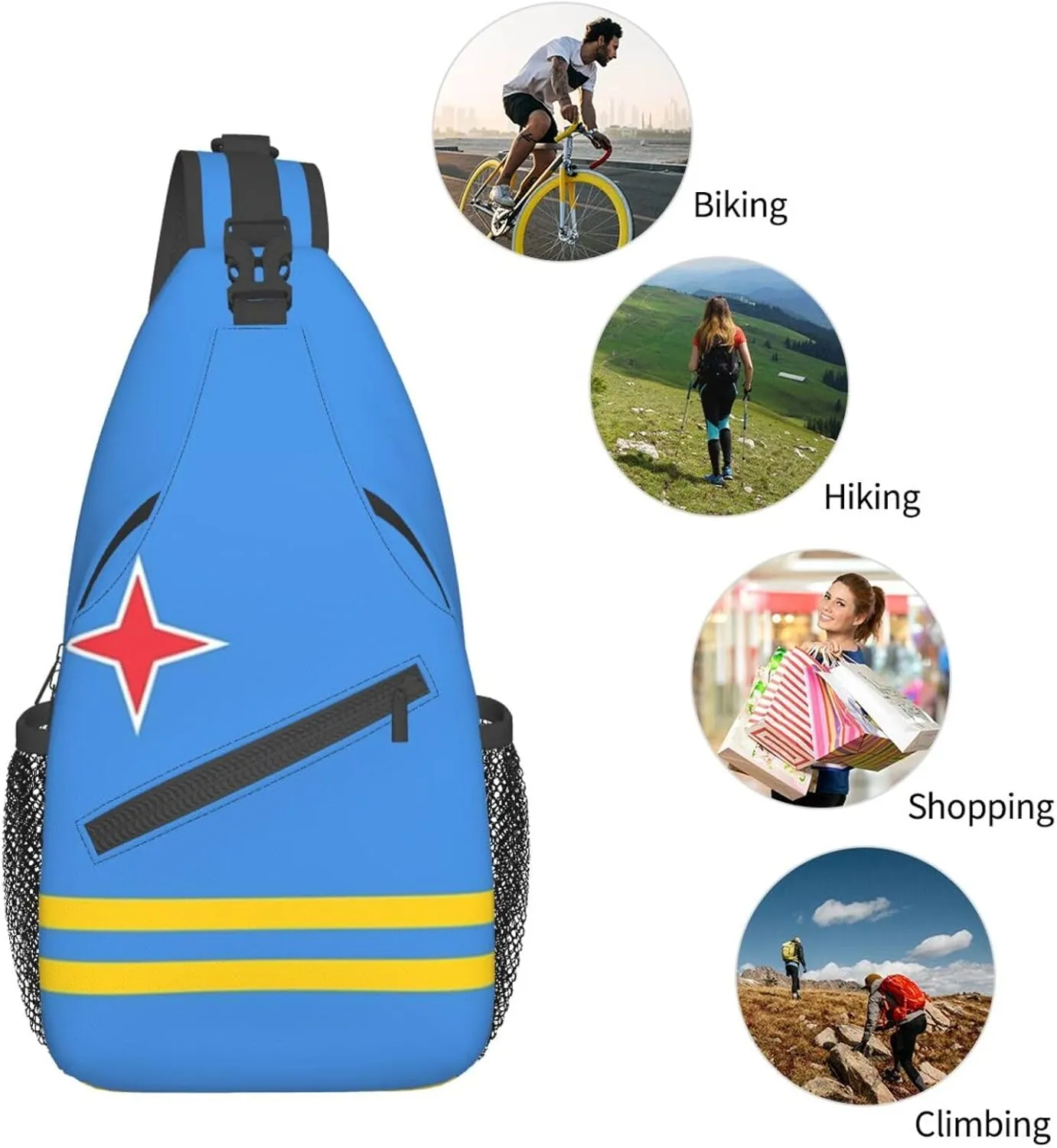 Aruba Flag Sling Bag Crossbody Backpack Arubian Travel Hiking Daypack Shoulder Chest Bag for Women Men
