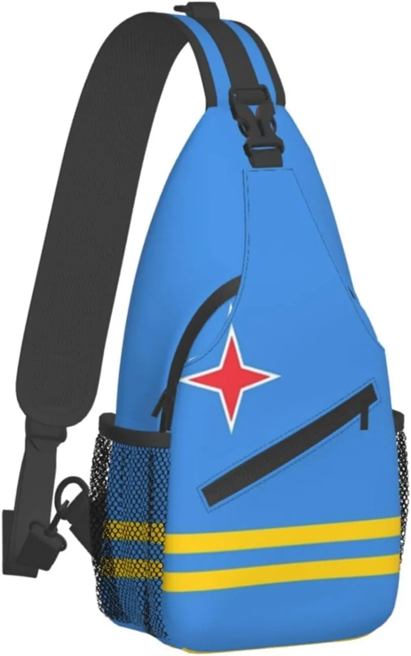 Aruba Flag Sling Bag Crossbody Backpack Arubian Travel Hiking Daypack Shoulder Chest Bag for Women Men