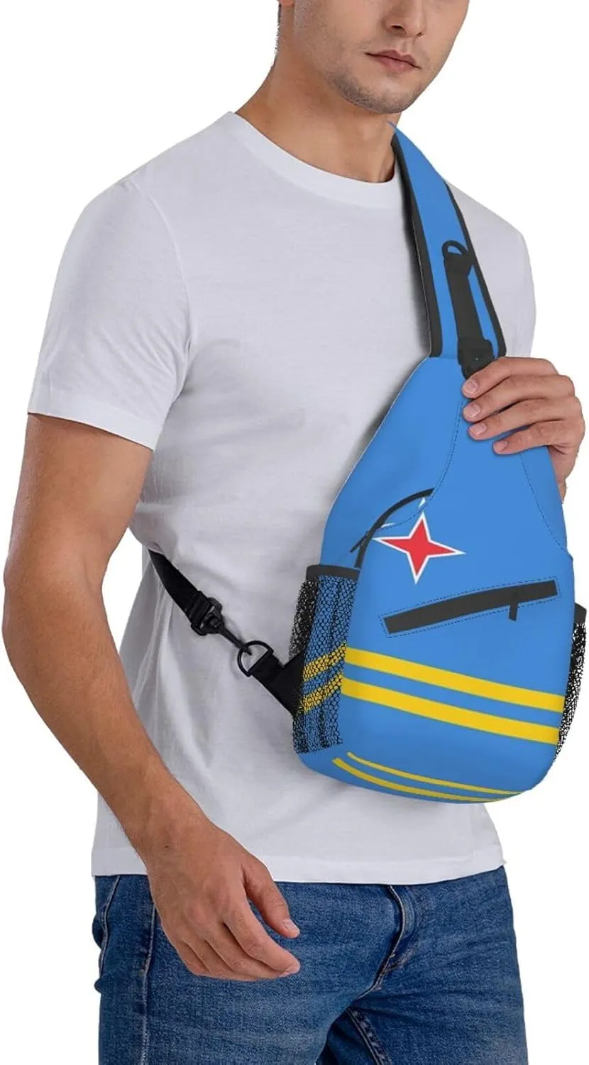 Aruba Flag Sling Bag Crossbody Backpack Arubian Travel Hiking Daypack Shoulder Chest Bag for Women Men