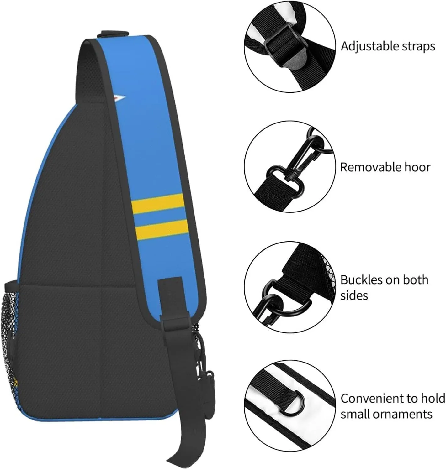 Aruba Flag Sling Bag Crossbody Backpack Arubian Travel Hiking Daypack Shoulder Chest Bag for Women Men