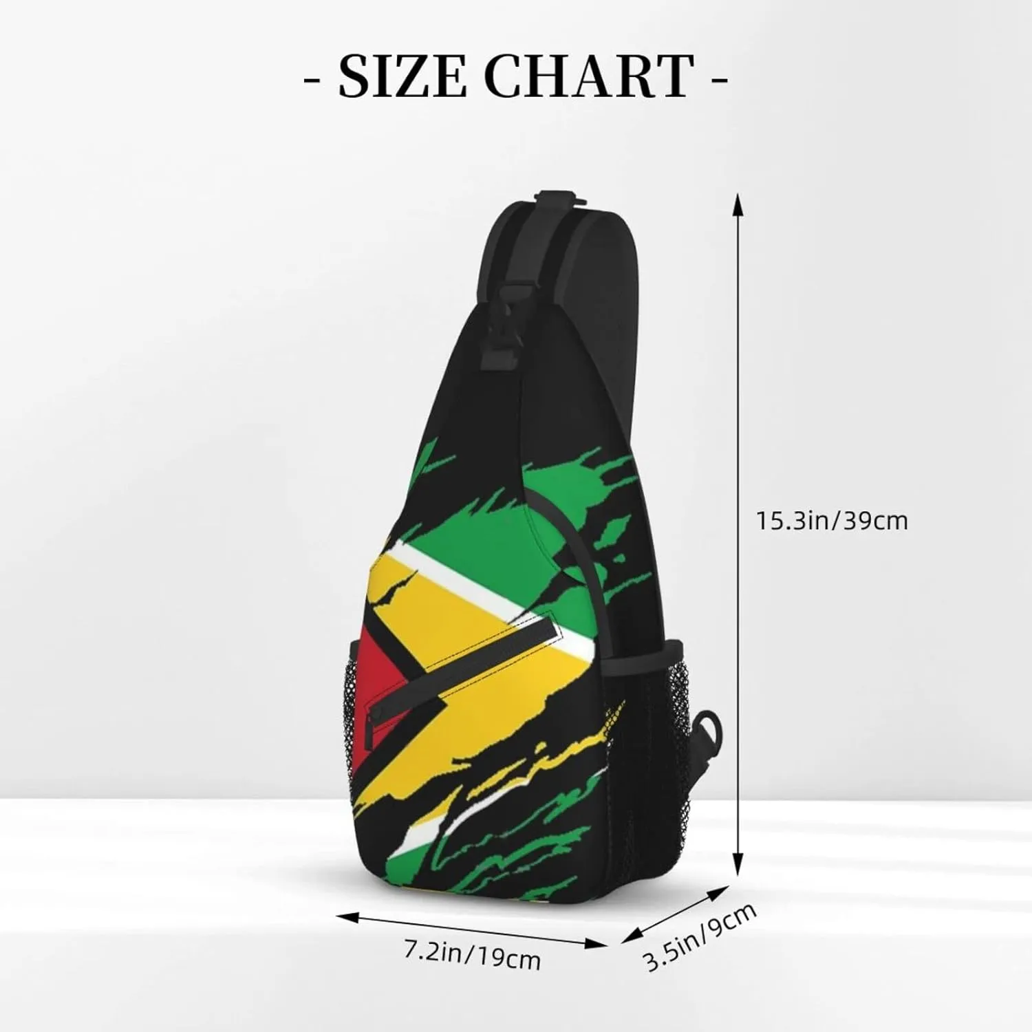 ASYG Cute Guyana Flag Sling Backpack,Travel Hiking Daypack Guyanese Pattern Rope Crossbody Shoulder Bag for Men Women