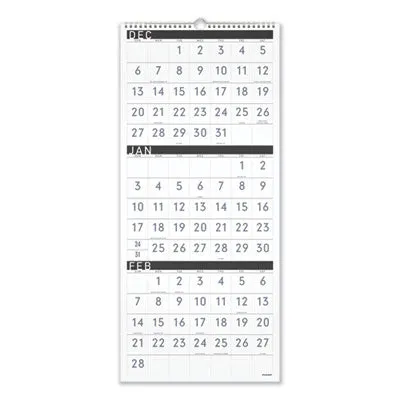 AT-A-GLANCE® Three-Month Reference Wall Calendar, Contemporary Artwork/Formatting, 12 x 27, White Sheets, 15-Month: Dec 2024 to Feb 2026