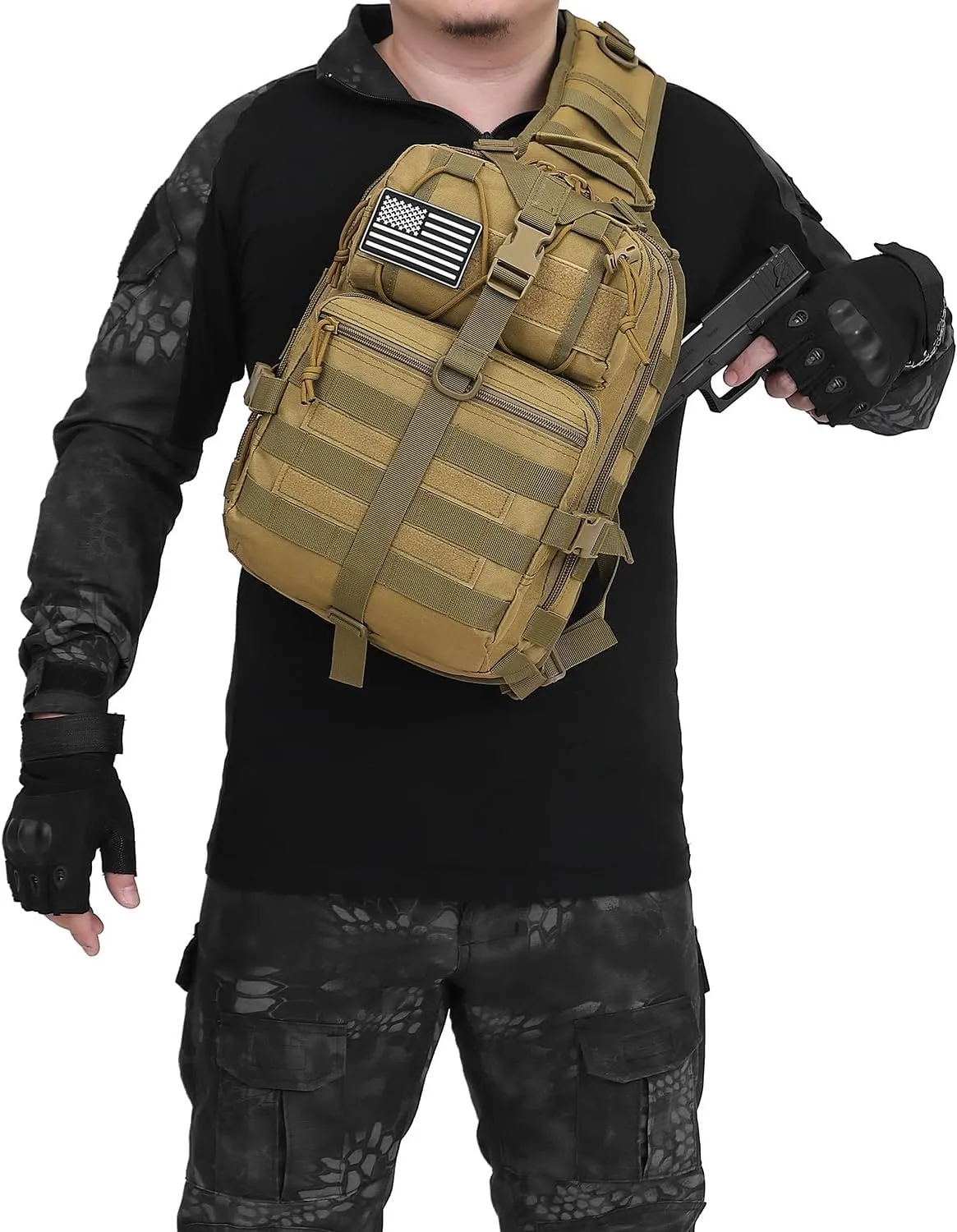 ATBP Tactical Crossbody Sling Backpack Militray Shoulder Holster Bag For Men Chest Pack Hiking Daypack 15L