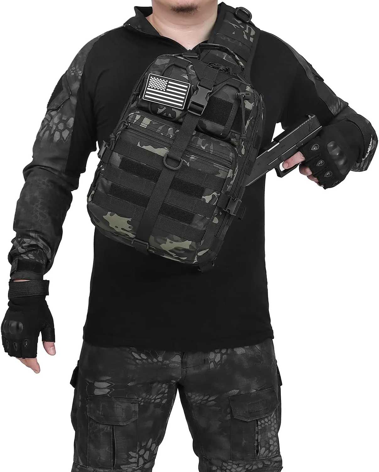ATBP Tactical Crossbody Sling Backpack Militray Shoulder Holster Bag For Men Chest Pack Hiking Daypack 15L