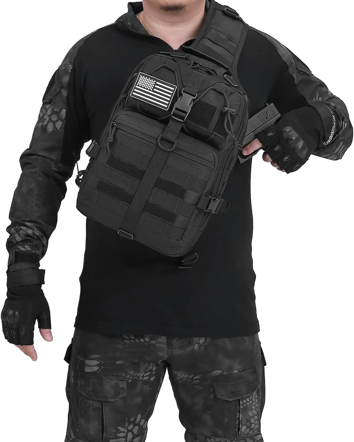 ATBP Tactical Crossbody Sling Backpack Militray Shoulder Holster Bag For Men Chest Pack Hiking Daypack 15L