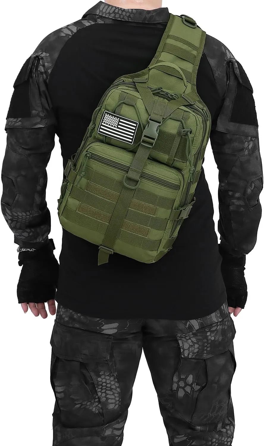 ATBP Tactical Sling Backpack Bag Military Shoulder Bag Pack for Men Molle Crossbody Bag 15L