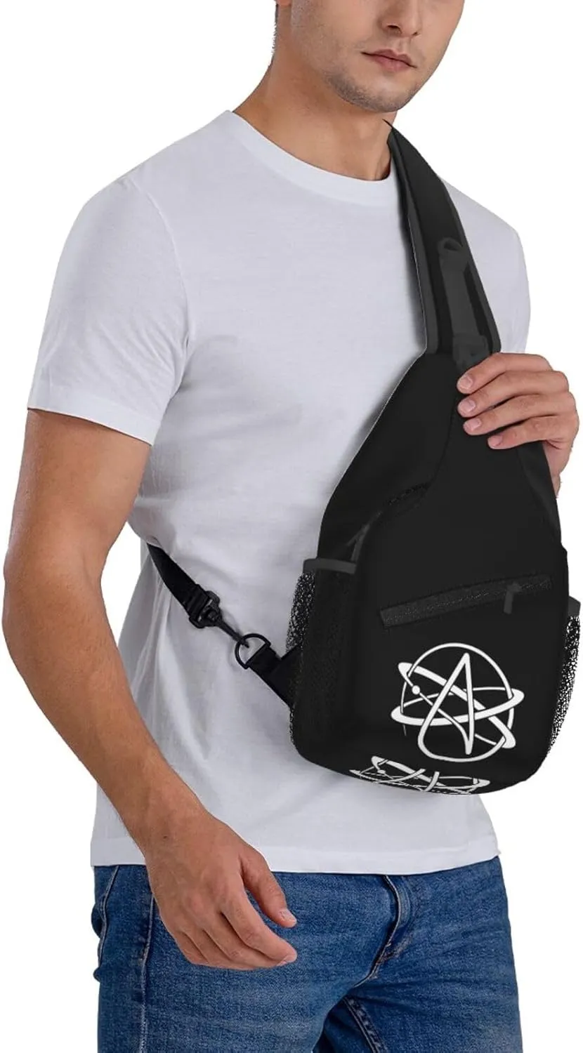 Atheist Symbol Sling Backpack Shoulder Chest Bag For Men Women Hiking Travel Crossbody Daypack