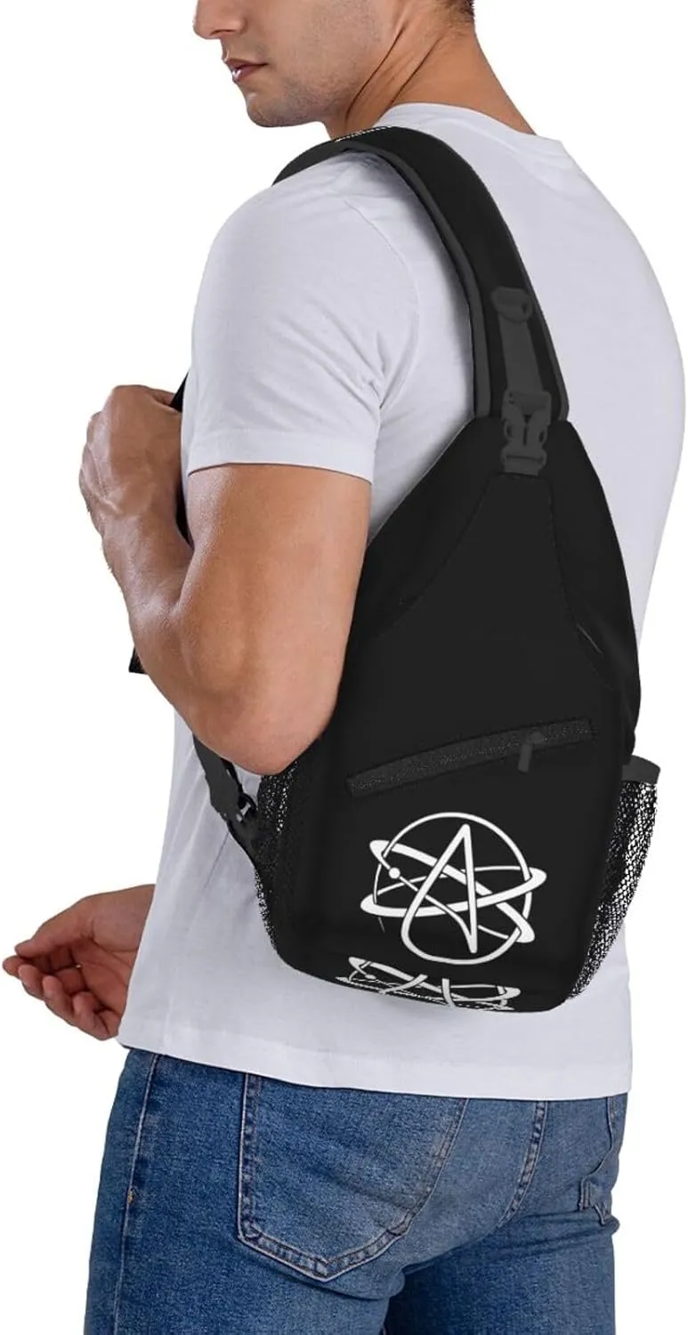 Atheist Symbol Sling Backpack Shoulder Chest Bag For Men Women Hiking Travel Crossbody Daypack