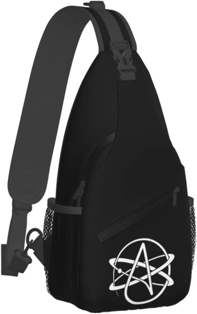 Atheist Symbol Sling Backpack Shoulder Chest Bag For Men Women Hiking Travel Crossbody Daypack