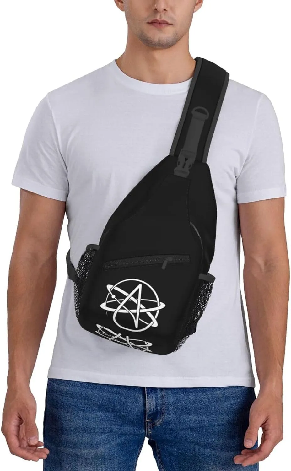 Atheist Symbol Sling Backpack Shoulder Chest Bag For Men Women Hiking Travel Crossbody Daypack