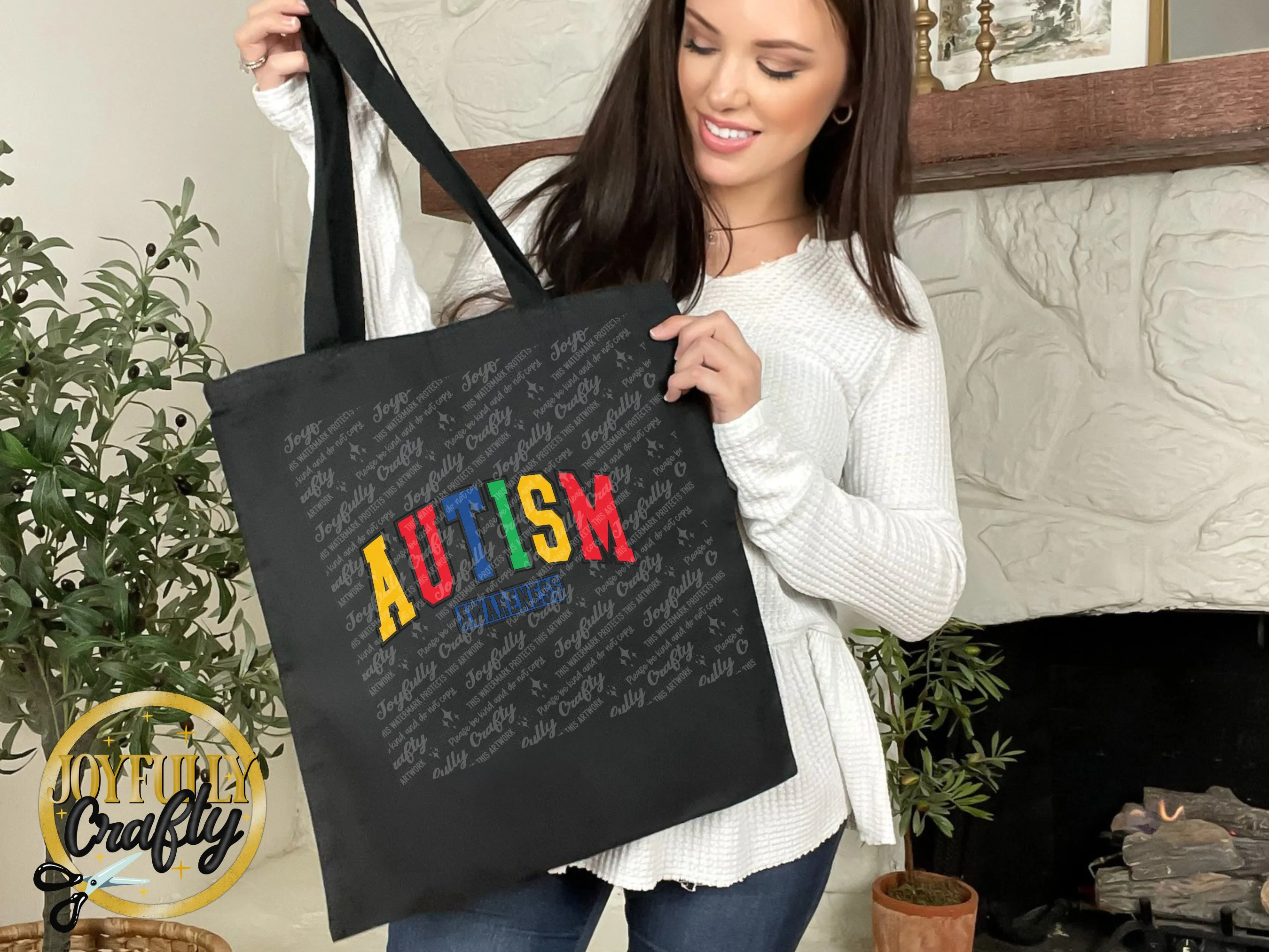 Autism Awareness Retro Blocked Letters Tote Bag