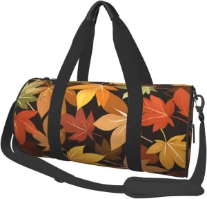 Autumn Leaf Printed Travel Bag,Round Personal Item Storage bag,Foldie Duffel Bag for Traveling Vacation,Fitness,Sports