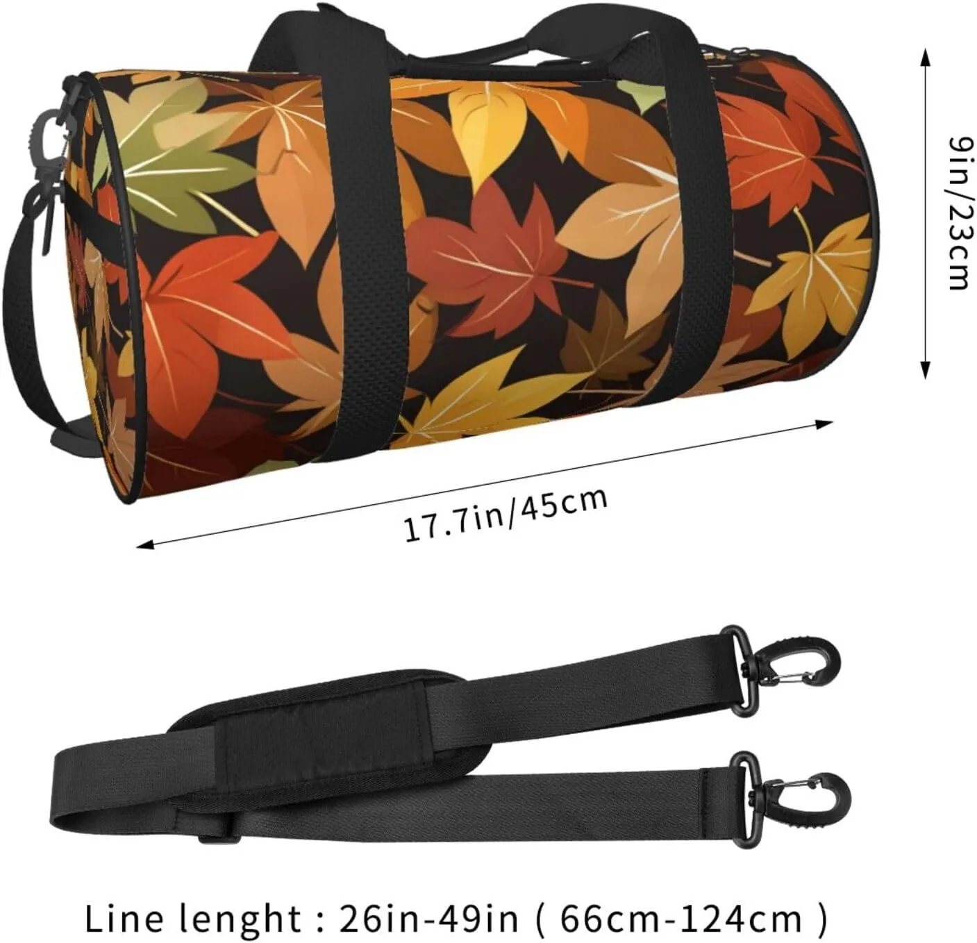 Autumn Leaf Printed Travel Bag,Round Personal Item Storage bag,Foldie Duffel Bag for Traveling Vacation,Fitness,Sports