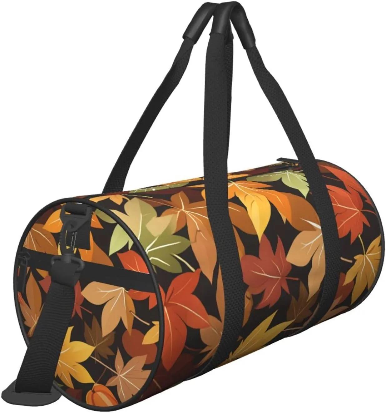 Autumn Leaf Printed Travel Bag,Round Personal Item Storage bag,Foldie Duffel Bag for Traveling Vacation,Fitness,Sports
